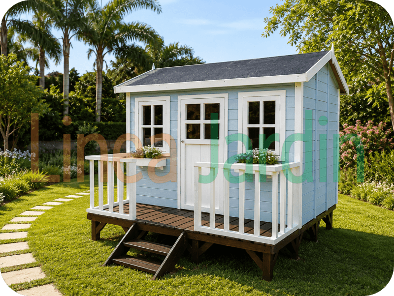 Casitas Infantiles de Madera con Tobogan y Hamacas marca LINEA JARDIN