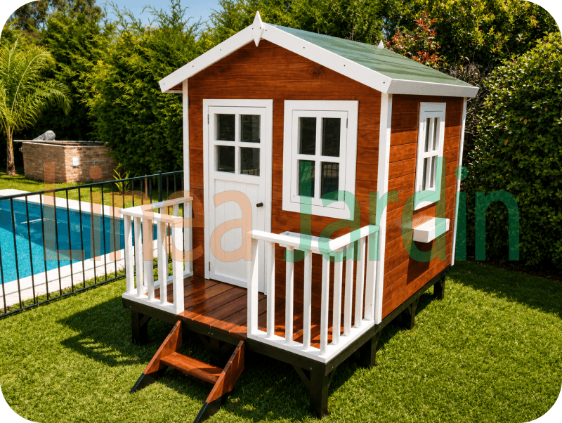 Casitas Infantiles de Madera con Tobogan y Hamacas marca LINEA JARDIN