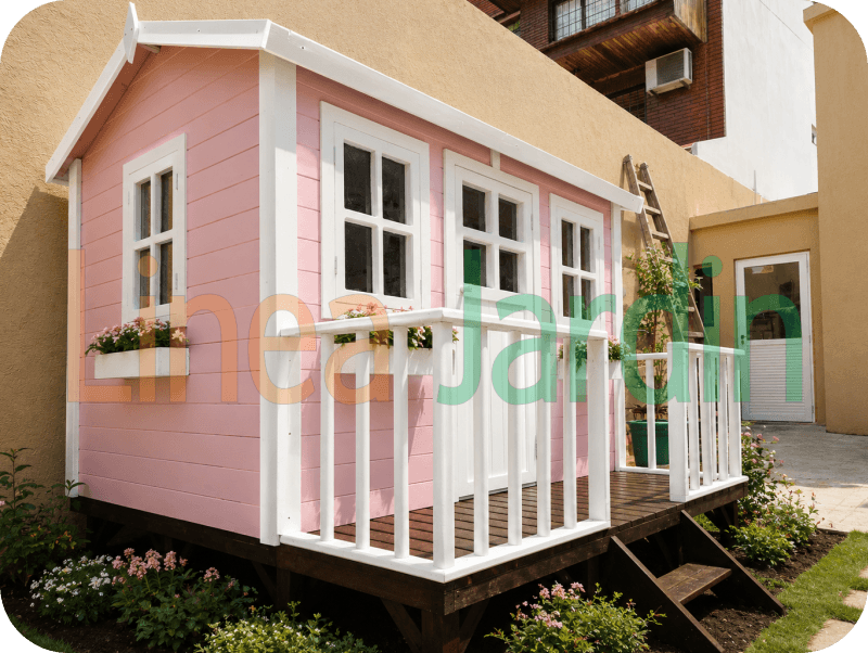 Casitas Infantiles de Madera con Tobogan y Hamacas marca LINEA JARDIN