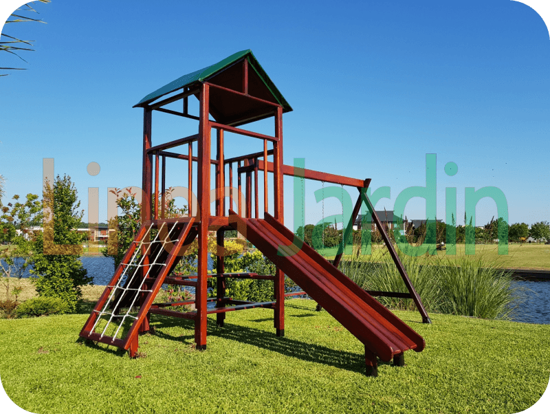 Casitas Infantiles de Madera con Tobogan y Hamacas marca LINEA JARDIN