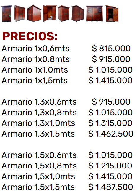 Lista de Precios - Armarios de Jardin